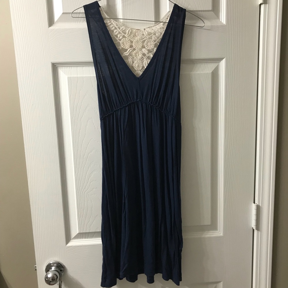 Navy Blue and Lace Summer Dress